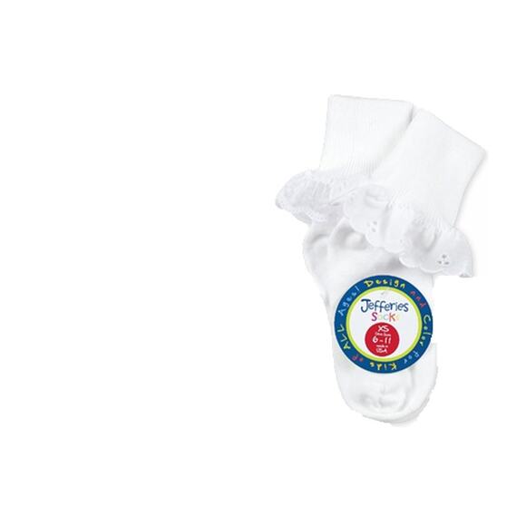 Girl's Socks 2-Pack ~ White with Two Kinds of Lace SIZE 8 - 9.5 11267 - Picture 1 of 1